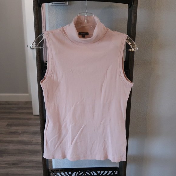 🔥Turtleneck Tight Fitted/Stretchy Sleeveless Shirt-L Pink Montego Tank Top - Picture 2 of 11